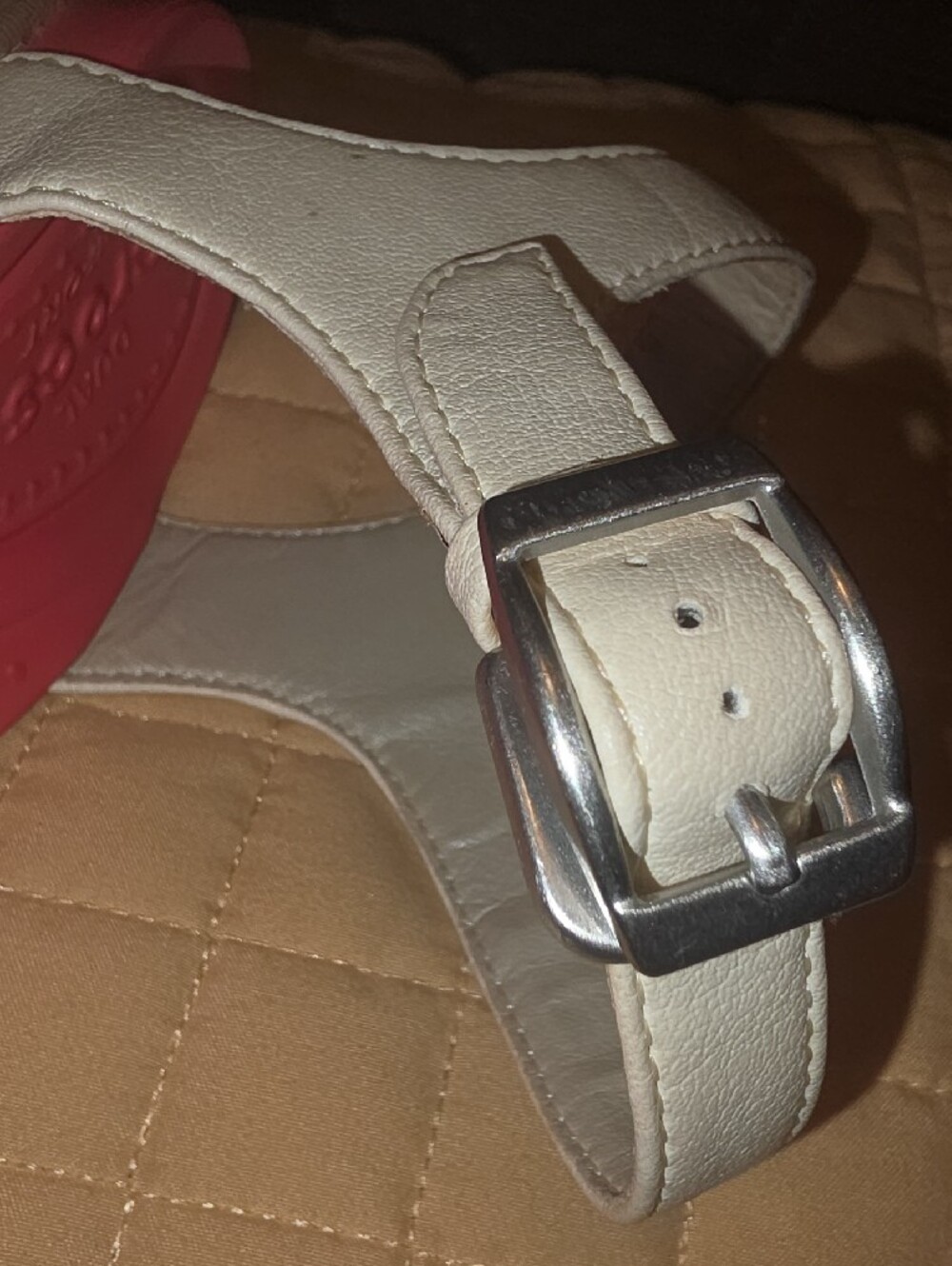 CROCS Coral Florsl Footbed Wedges with Beige Ankle Strap - Picture 6 of 9